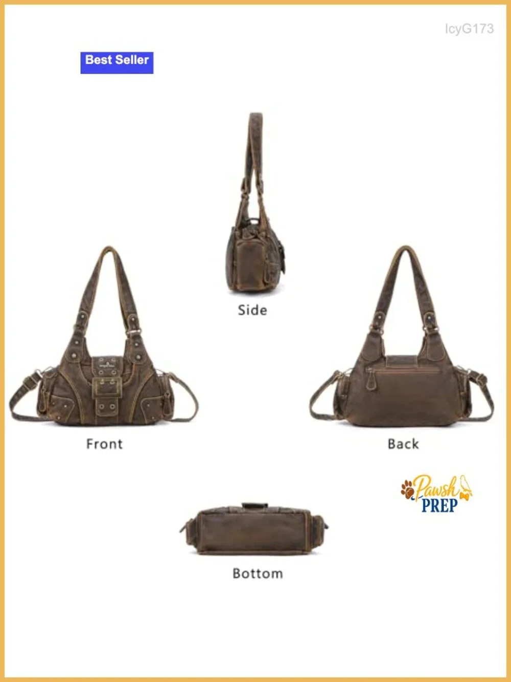 Vegan Leather Hobo Purse Crossbody Bag Multi-Pocket Shoulder Handbag